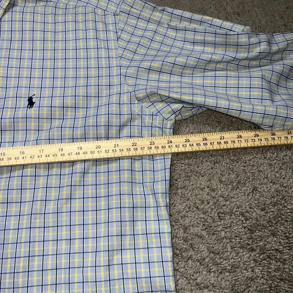 Polo Ralph Lauren Yarmouth Button Shirt Men's Size 16 32/33 Blue Yellow‎ Plaid
